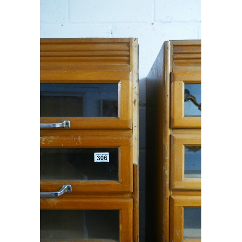 306 - Pair of mid-century haberdashery cabinets - H: 199cm