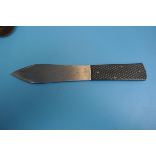 107 - Truflite throwing knife in leather sheath