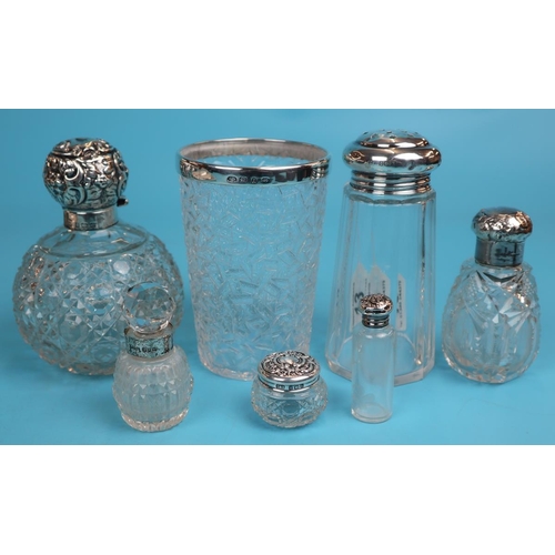 13 - Collection of silver topped glass