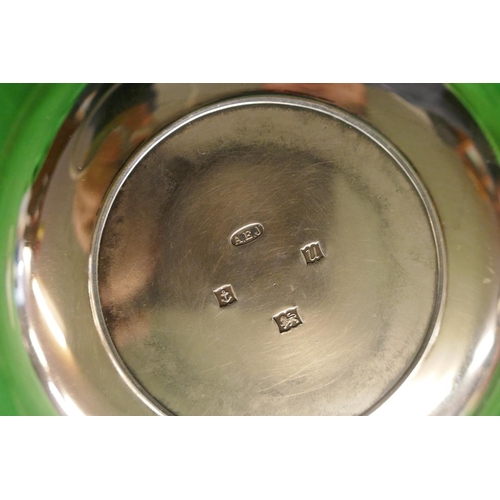 15 - Hallmarked silver bowl featuring Sir Winston Churchill medallion - Markers mark A.E.J - Approx weigh... 