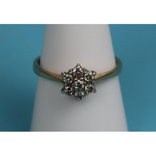 28 - Gold diamond cluster ring