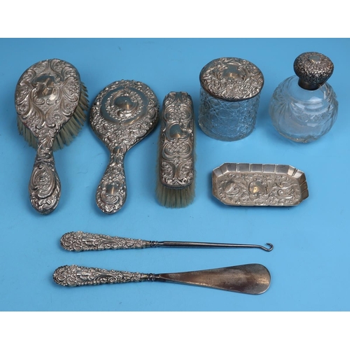 3 - Hallmarked silver harlequin dressing table set