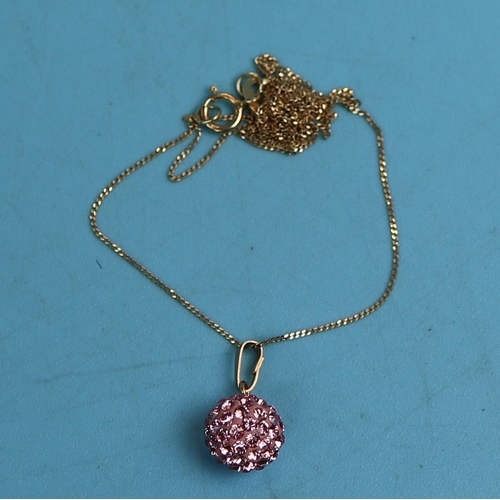 36 - Gold stone set pendant on gold chain