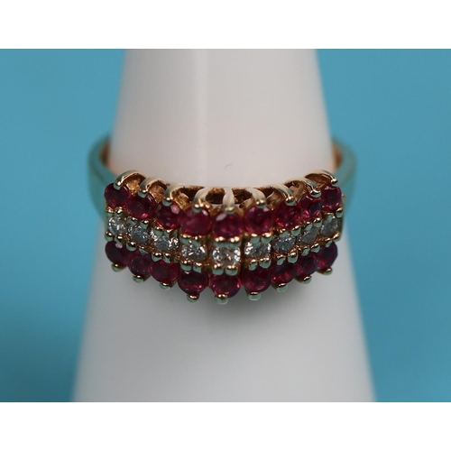 40 - Unusual 14ct gold ruby & diamond ring