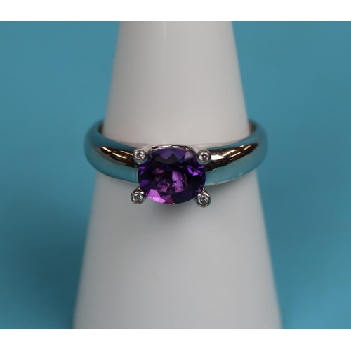 42 - 18ct gold white gold amethyst & diamond ring