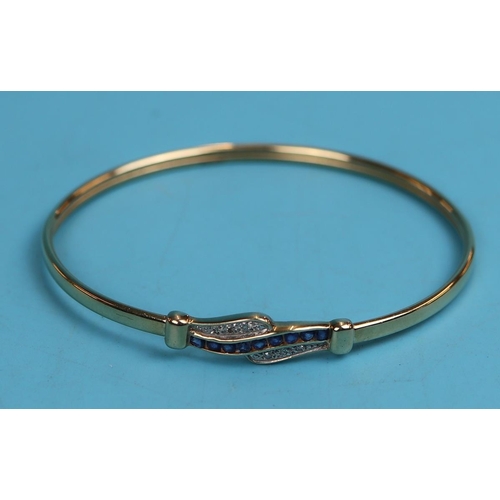 55 - Gold sapphire & diamond bangle