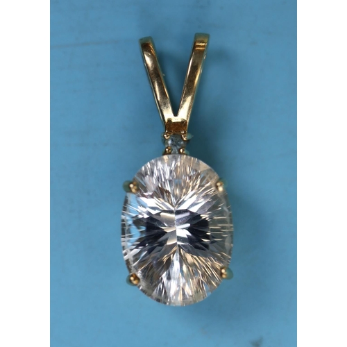 59 - Gold glacier topaz & aquamarine pendant