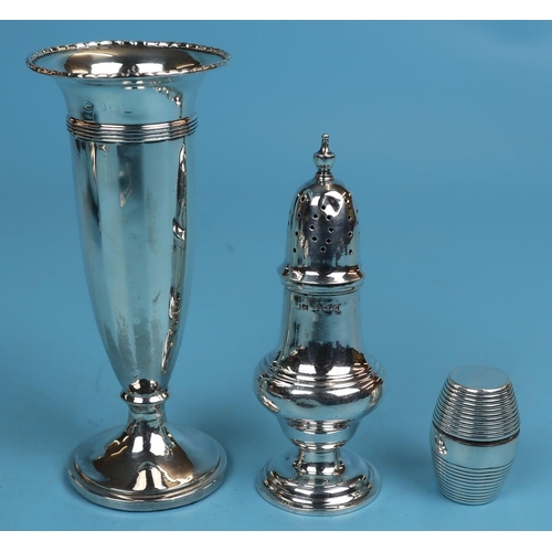 7 - Hallmarked silver posy holder & 2 powder shakers - Approx gross weight 148g