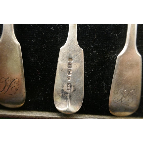 9 - Rare set of 6 antique Exeter fiddle pattern silver teaspoons by John Stone circa 1853 - Approx weigh... 