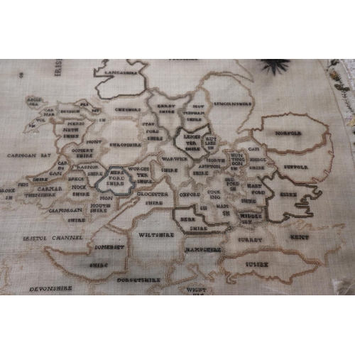 117 - Early needlework map of England & Wales - 1807 - B BUCKLE - Approx 78cm x 67cm