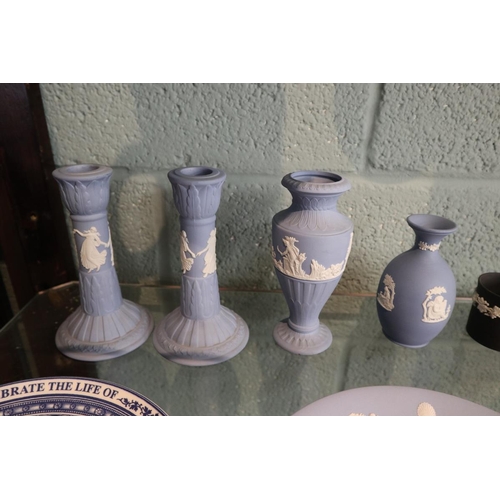 124 - Collection of blue Wedgwood Jasperware