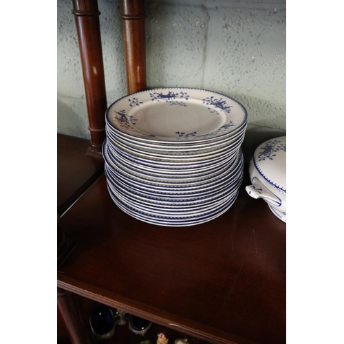 167 - Blue & white dinner service, Aldiner pattern by William Lowe