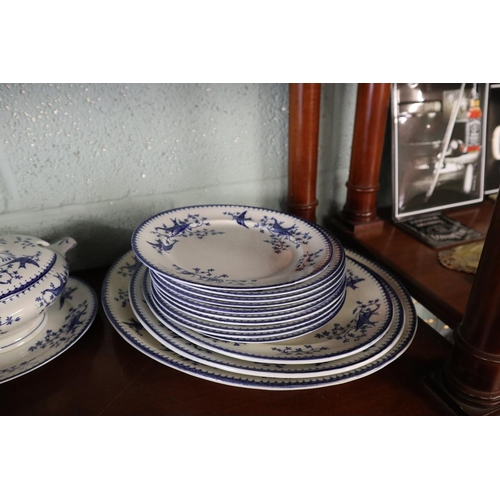 167 - Blue & white dinner service, Aldiner pattern by William Lowe