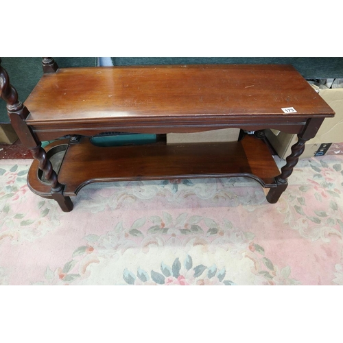 173 - Mahogany barley twist hall bench with stick stand