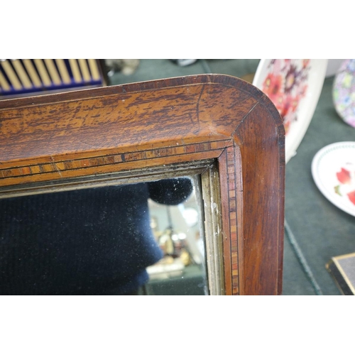 187 - Small inlaid antique overmantle mirror