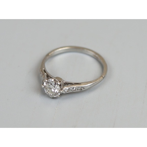 32 - Platinum diamond solitaire ring (¾ct), size L