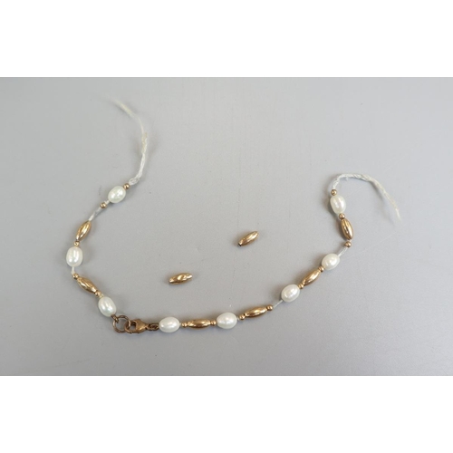 59 - Gold & pearl Lotus necklace with bracelet - bracelet A/F