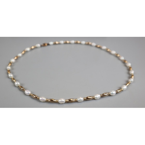 59 - Gold & pearl Lotus necklace with bracelet - bracelet A/F