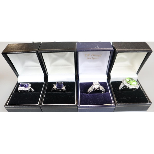 66 - 8 stone set silver rings