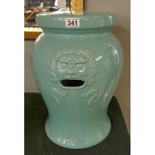 341 - Chinese ceramic stool depicting Dog of Fu