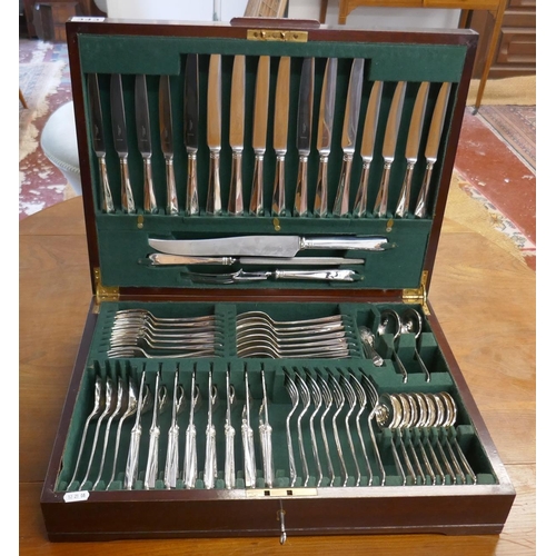 343 - Impressive & complete canteen of cutlery by Roberts & Belk for Asprey's to include Rat tail spoons