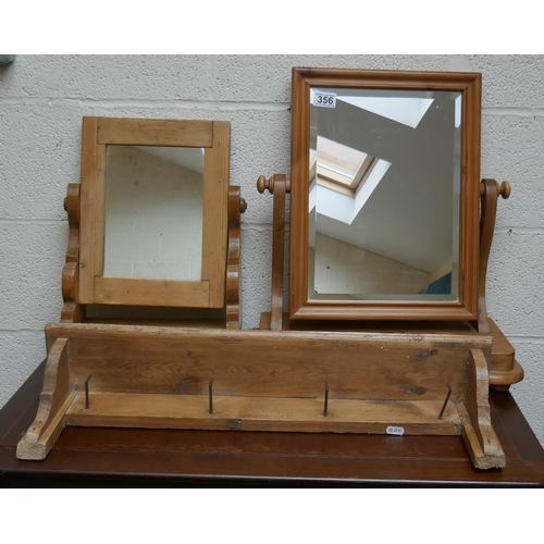 356 - 2 pine mirrors & pine shelf