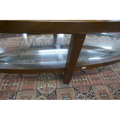 392 - Large mid century Danish 2 tier glass coffee table - Approx L: 160cm