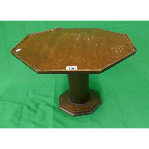 396 - Small rotating oak hexagonal occasional table A/F