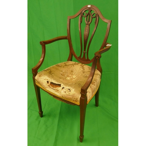 406 - Antique inlaid elbow chair