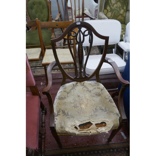 406 - Antique inlaid elbow chair