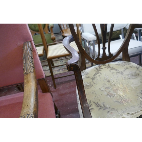 406 - Antique inlaid elbow chair