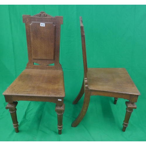 412 - Pair of Gothic themed oak chairs