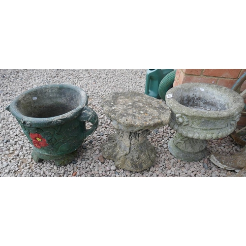 429 - 2 planters & stone stool