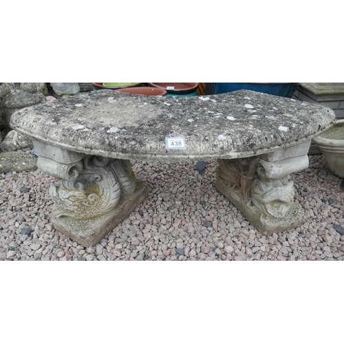 438 - Curved coy carp stone bench