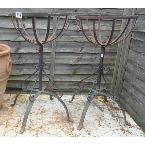 459 - Pair of adjustable metal plant stands