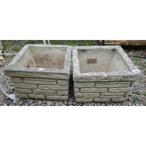 462 - Pair of square stone planters