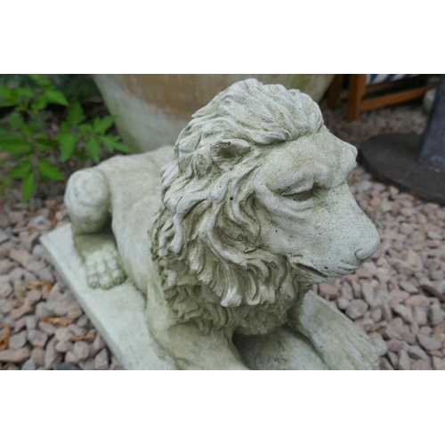 468 - Pair of stone sitting lions