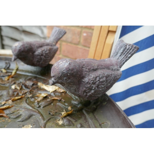 470 - Metal bird bath adorned with birds