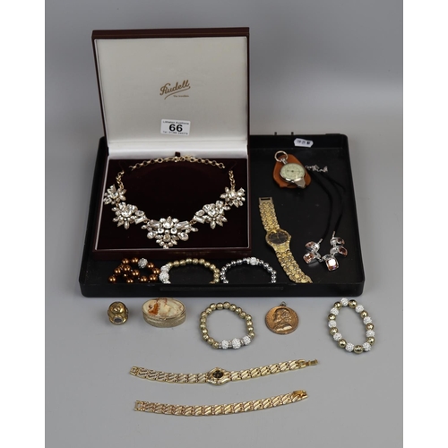 66 - Collection of costume jewellery & watches etc to include Raymond Dior watch