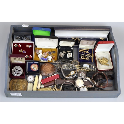 74 - Collectables to include watches, pocketknives, cufflinks etc