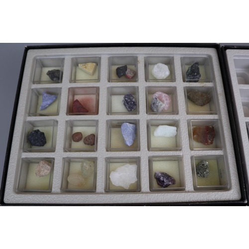 84 - 5 trays of mineral & gemstone samples in display cases