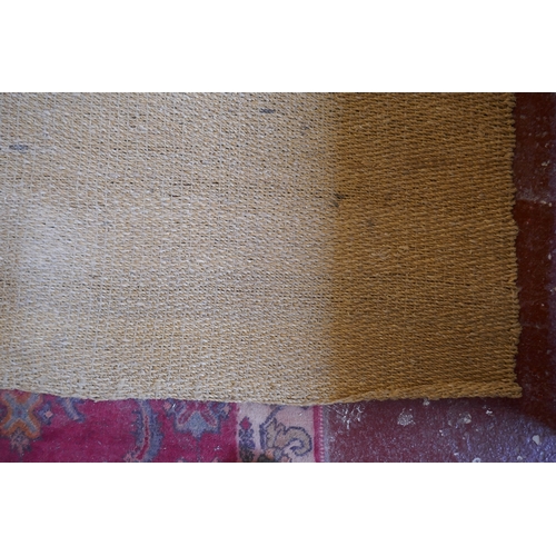 384 - Pair of coir rugs, approx size 264cm x 186cm