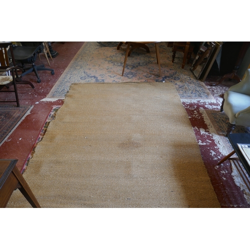 384 - Pair of coir rugs, approx size 264cm x 186cm