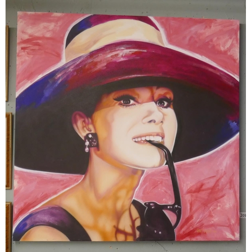 209 - Gary O'Neil - Pair of large oils on canvas - Breakfast at Tiffany's - Approx image sizes: 100cm x 10... 