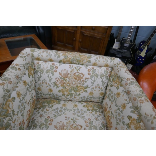 221 - Square tub chair with floral pattern upholstery