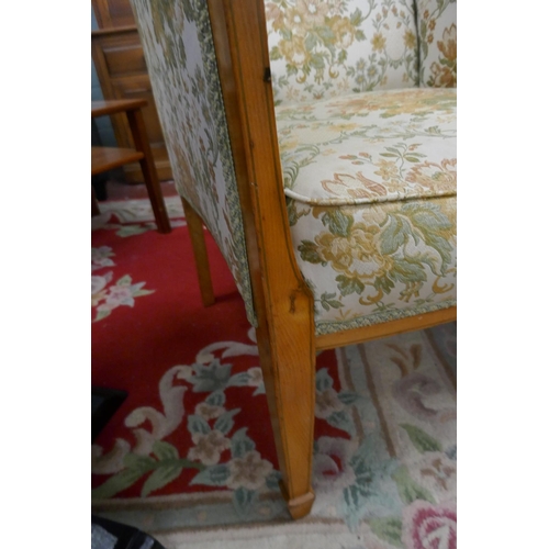 221 - Square tub chair with floral pattern upholstery