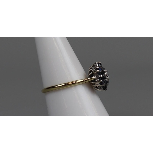 23 - 18ct gold diamond & sapphire cluster ring - Size O½