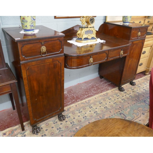 231 - Large Regency mahogany pedestal sideboard - Approx  W: 206cm D: 68cm H: 111cm