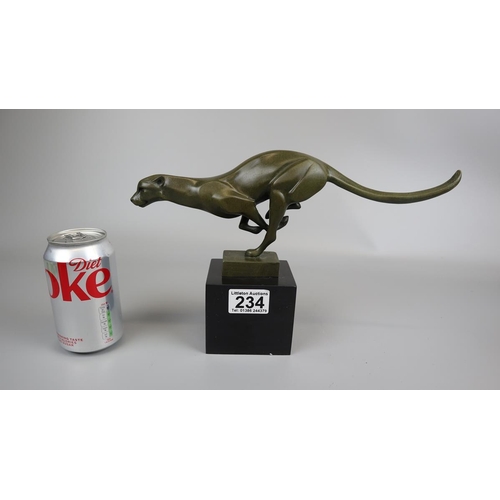 234 - Bronze figure on marble base - Cheetah