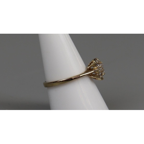 24 - Gold stone set cluster ring - Size P¾